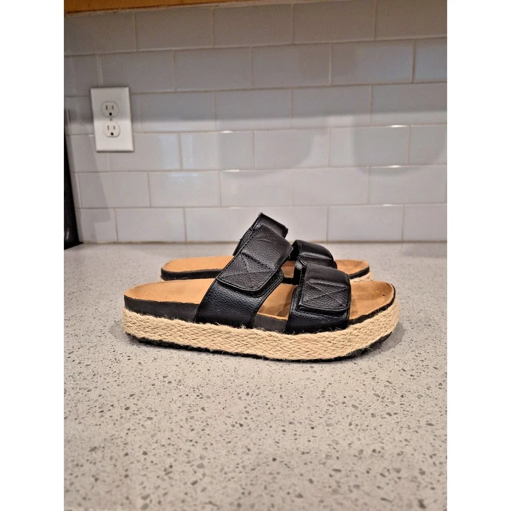 Olivia Miller Women's Palm Cove Espadrille Slide Sandals Black Size 6